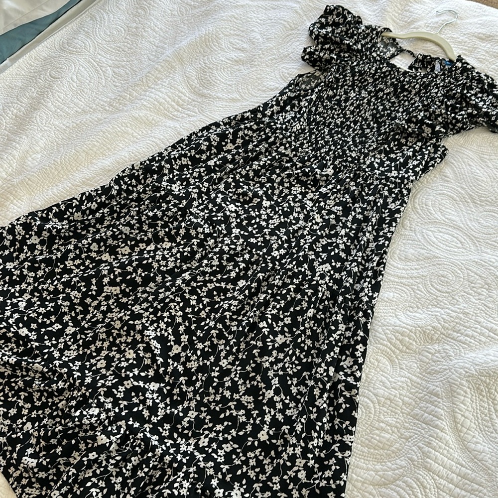 Old Navy Fit & Flare Flutter-Sleeve Tiered Smocked Midi Dress L Tall
